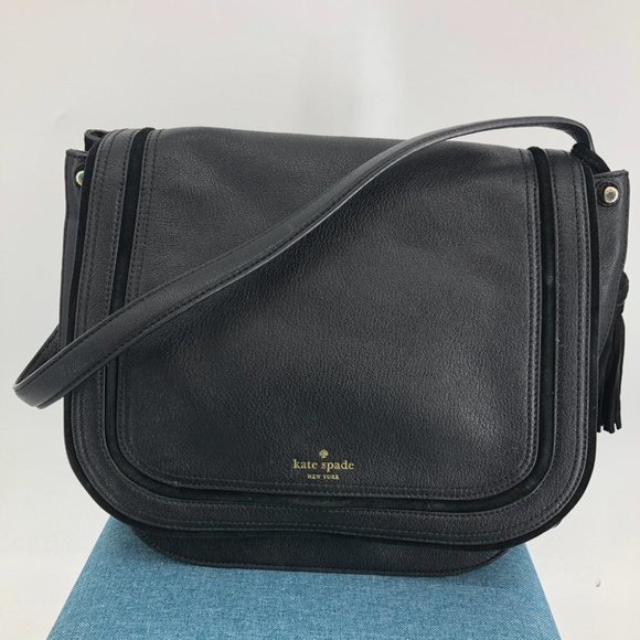 Kate Spade Black Rianne Pratt St. Leather Suede Shoulder Bag - Picture 1 of 9